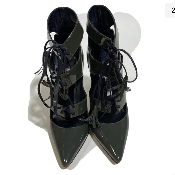 Manolo blahnik up olive green lace up pump size 38 - Picture 4 of 6